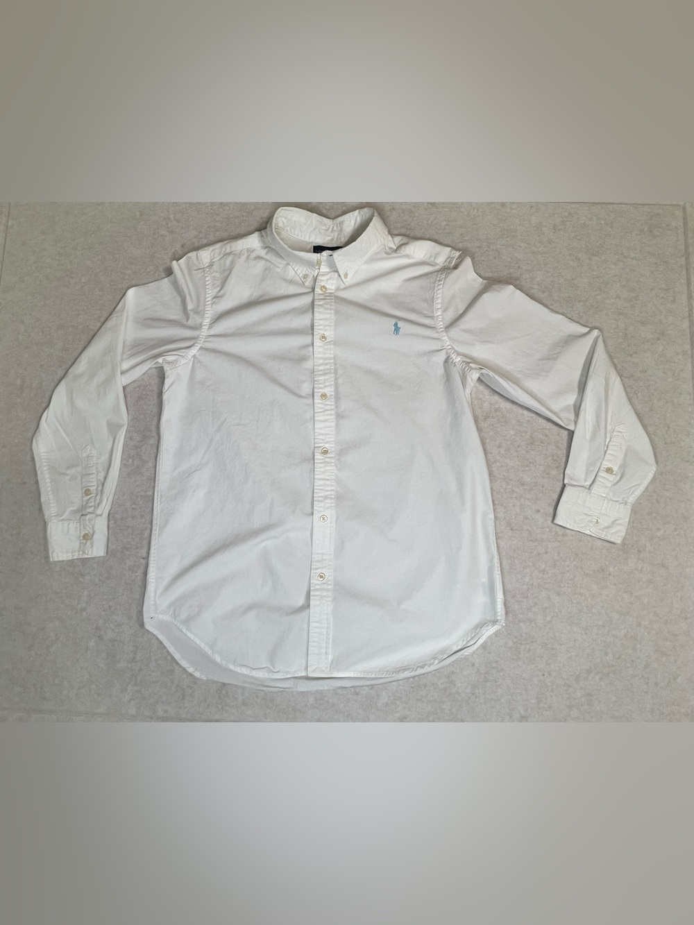 Polo Ralph Lauren Boys Oxford Button Down White Blue Pony Size XL 18-20